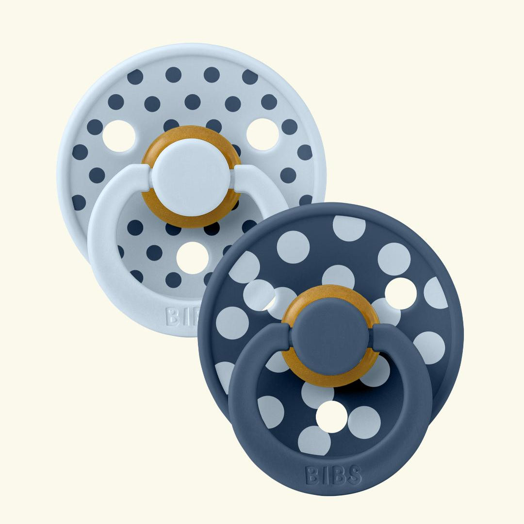 BIBS Studio Collection Colour Roudn Pacifiers Polka Dot, BIBS Studio Polka Dot kollektsioon, kirsikujulised lutid, steel blue baby blue