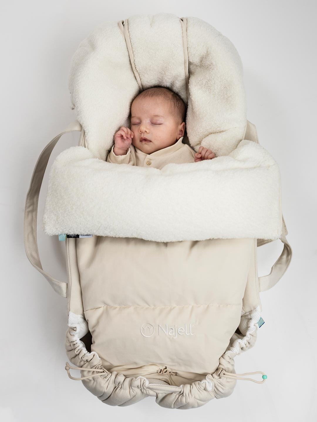 Najell universal Footmuff Wool & Down, Najell universaalne soojakott villa ja udusulgedega, Sleepcarrier, kärule, oat beige