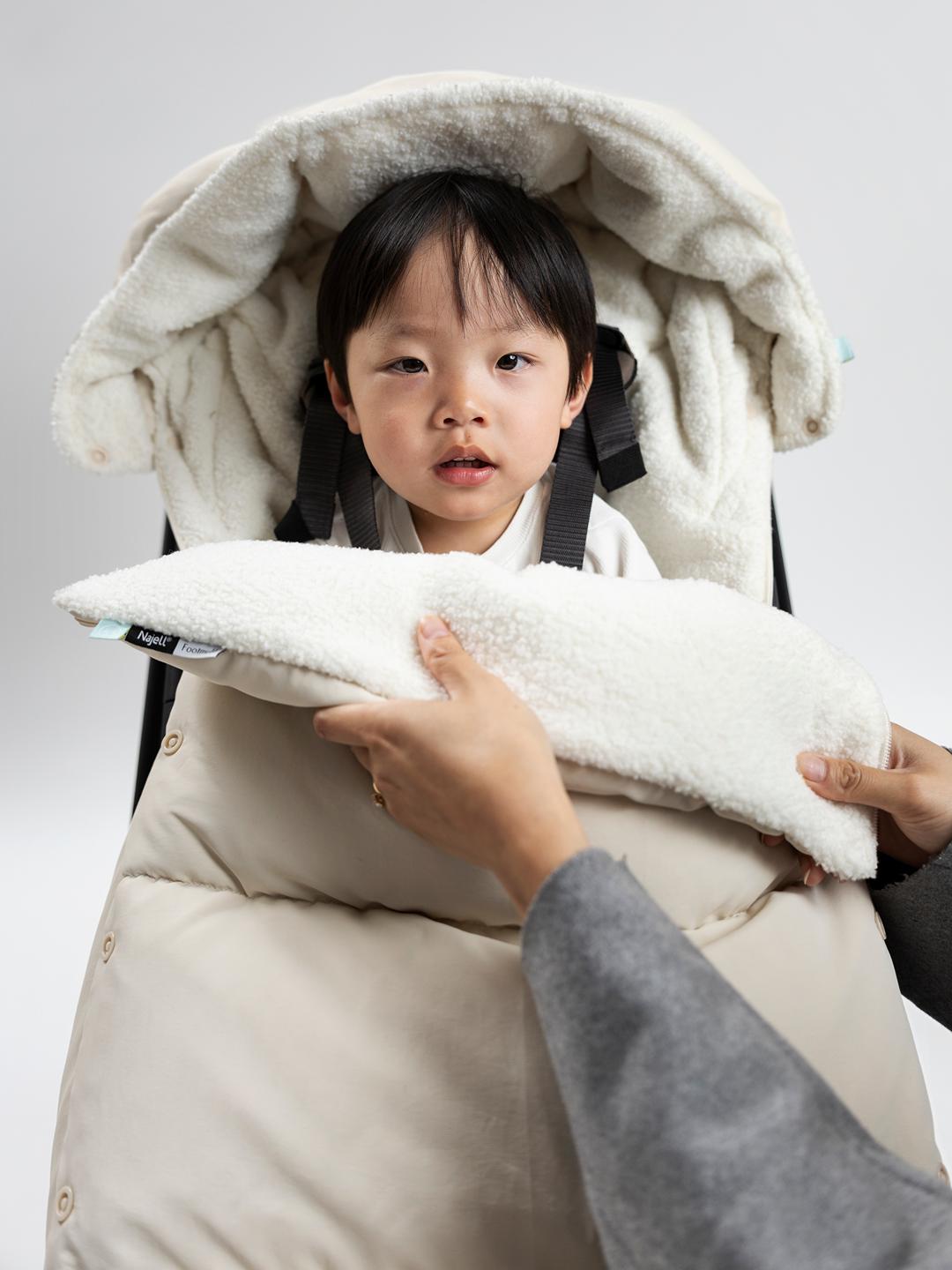 Najell universal Footmuff Wool & Down, Najell universaalne soojakott villa ja udusulgedega, Sleepcarrier, kärule, oat beige