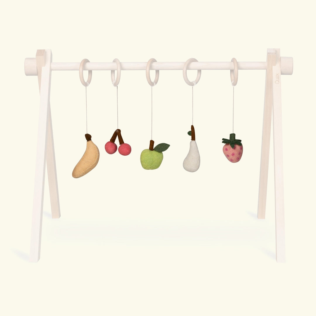 Quax activity arch with toys set, Quax mängukaar riputatavate mänguasjadega, fruits, puuviljad