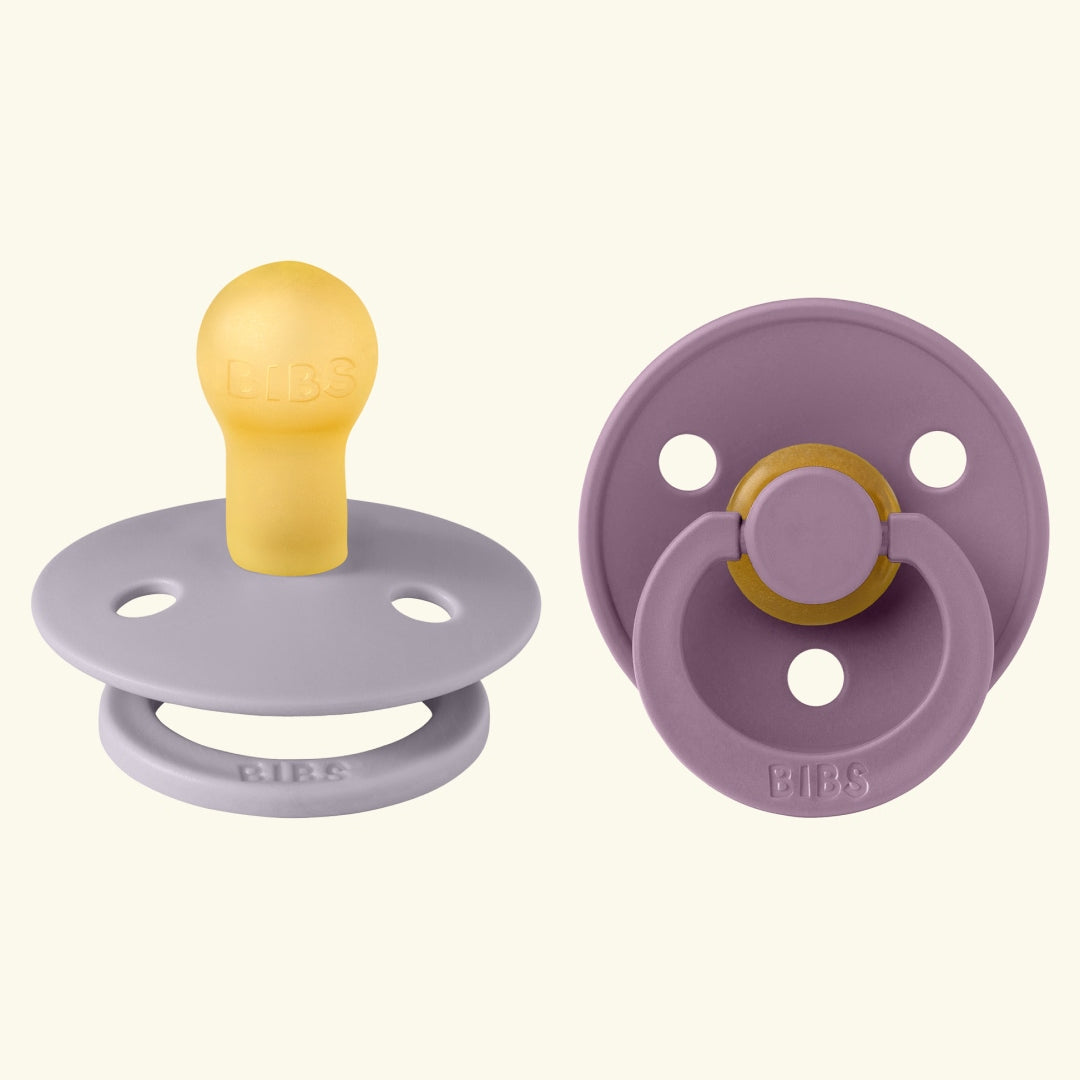 BIBS Colour Round pacifiers, BIBS Colour Round lutid, ümar kirsikujuline lutiots, looduslikust kummist lutid, Fossil Grey Mauve