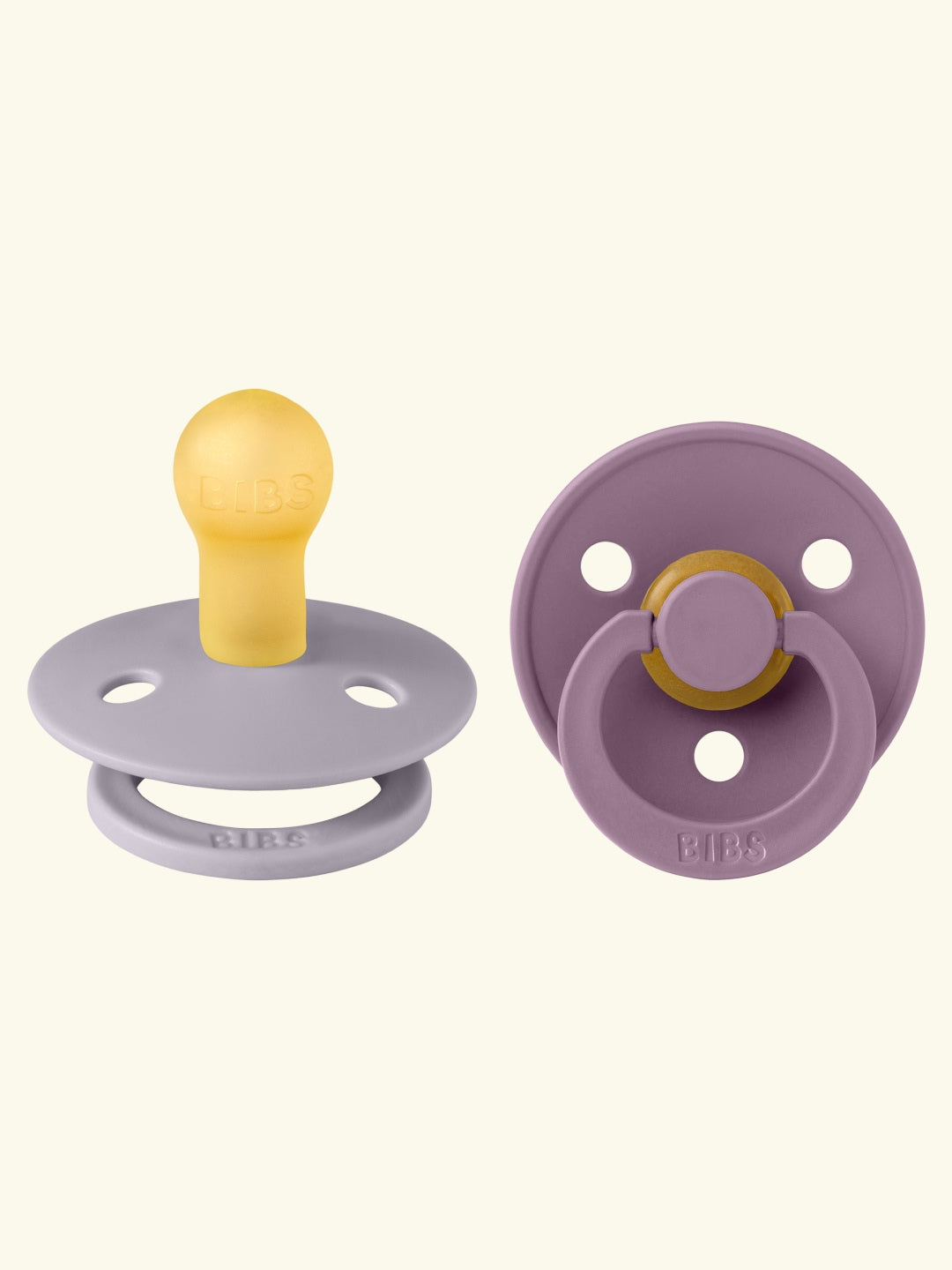 BIBS Colour Round pacifiers, BIBS Colour Round  lutid, ümar kirsikujuline lutiots, looduslikust kummist lutid, Fossil Grey Mauve
