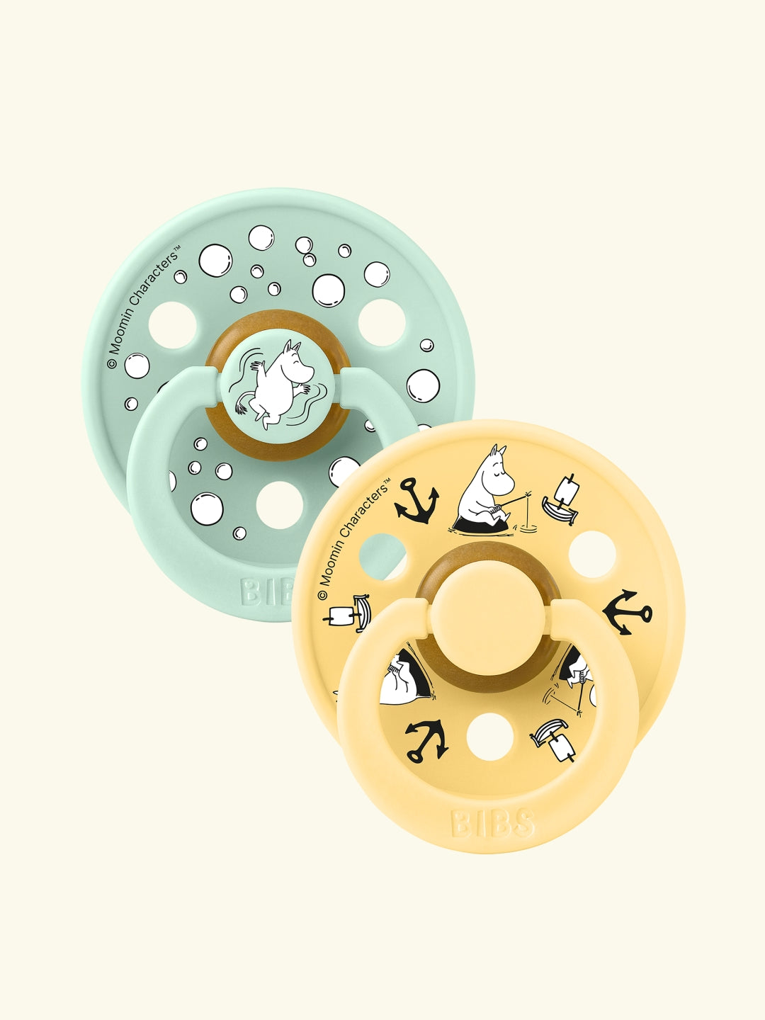 BIBS x MOOMIN Colour Round Pacifiers, sailing nordic ming pale butter mix, BIBS X MUUMI kirsikujulised lutid