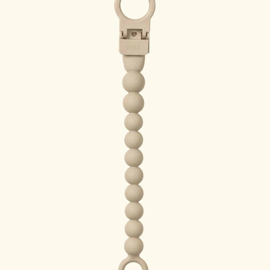 BIBS pacifier clip beaded, BIBS lutikett helmestega, pärlitega, vanilla