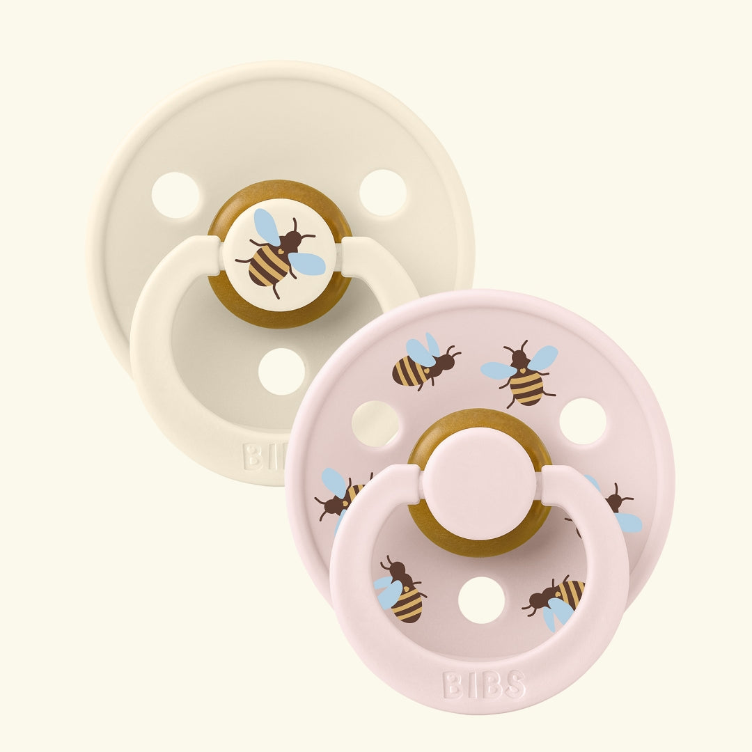 BIBS Studio Collection Colour Round Pacifiers, Urban Garden, Bumblebee Ivory Mix, BIBS Studio Collection Colour Round kirsikujulised lutid, linnaaed