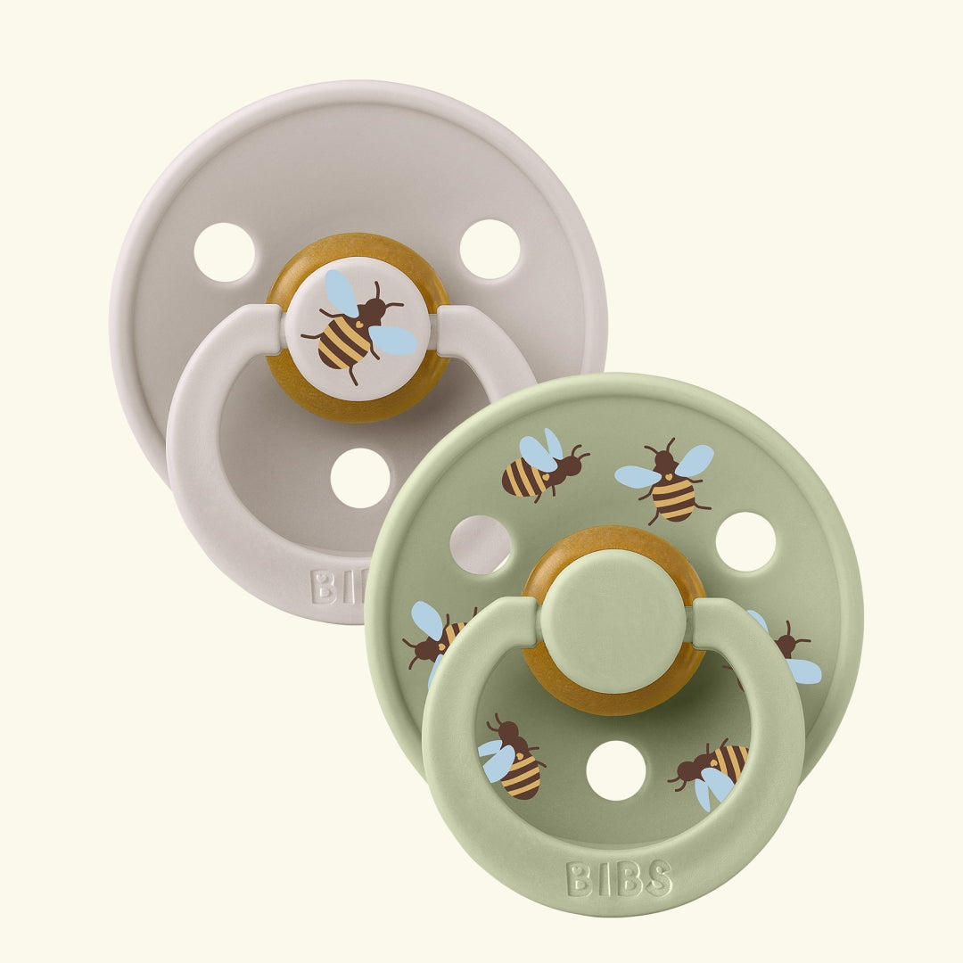 BIBS Studio Collection Colour Round Pacifiers, Urban Garden, Bumblebee Mushroom Mix, BIBS Studio Collection Colour Round kirsikujulised lutid, linnaaed