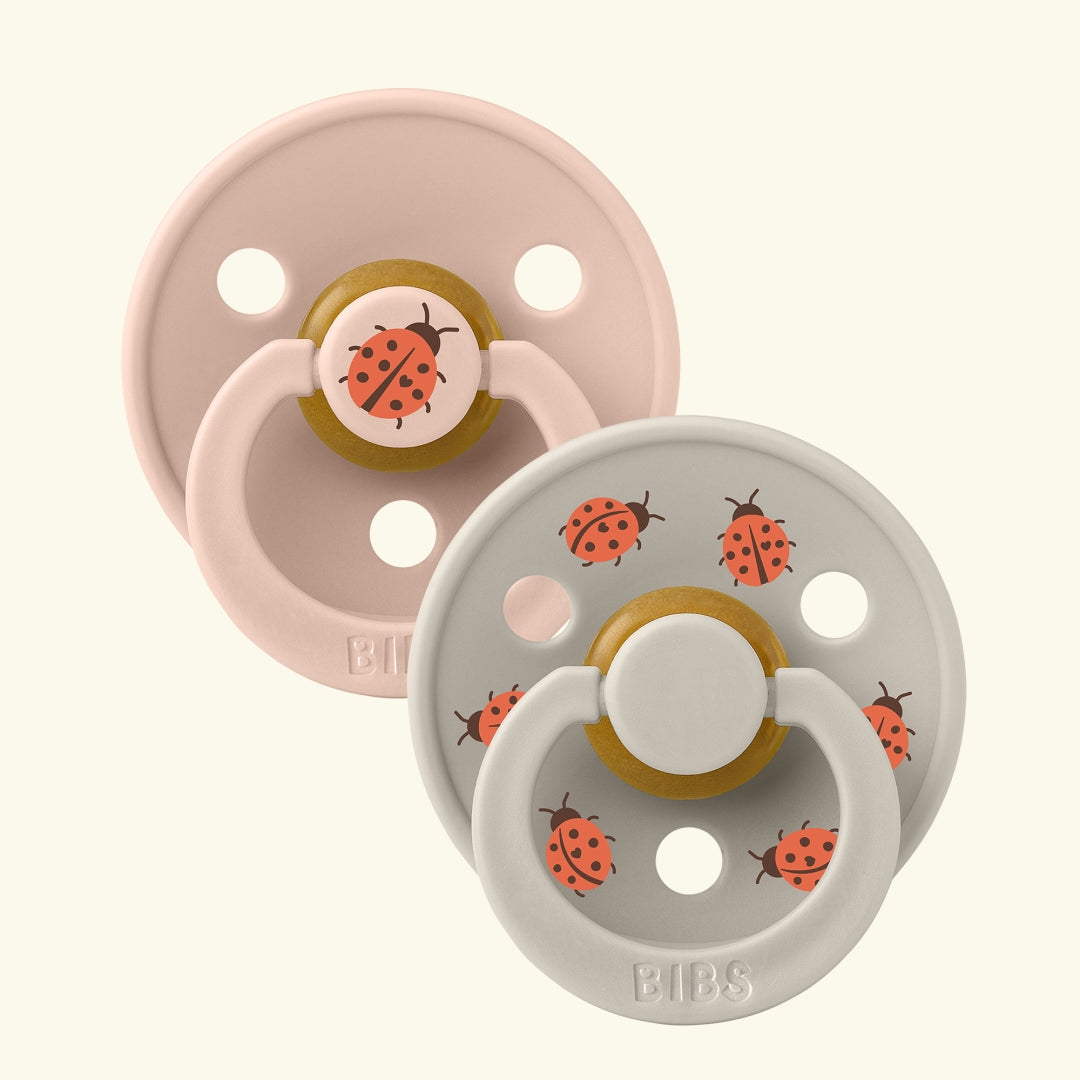 BIBS Studio Collection Colour Round Pacifiers, Urban Garden, Ladybug Blush Mix, BIBS Studio Collection Colour Round kirsikujulised lutid, linnaaed