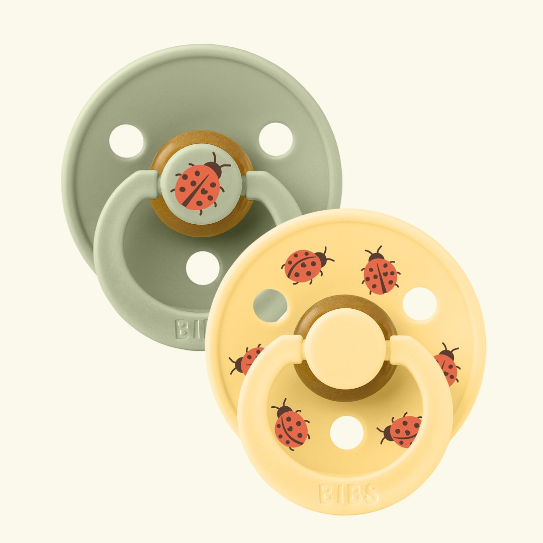 BIBS Studio Collection Colour Round Pacifiers, Urban Garden, Ladybyg Sage Mix, BIBS Studio Collection Colour Round kirsikujulised lutid, linnaaed