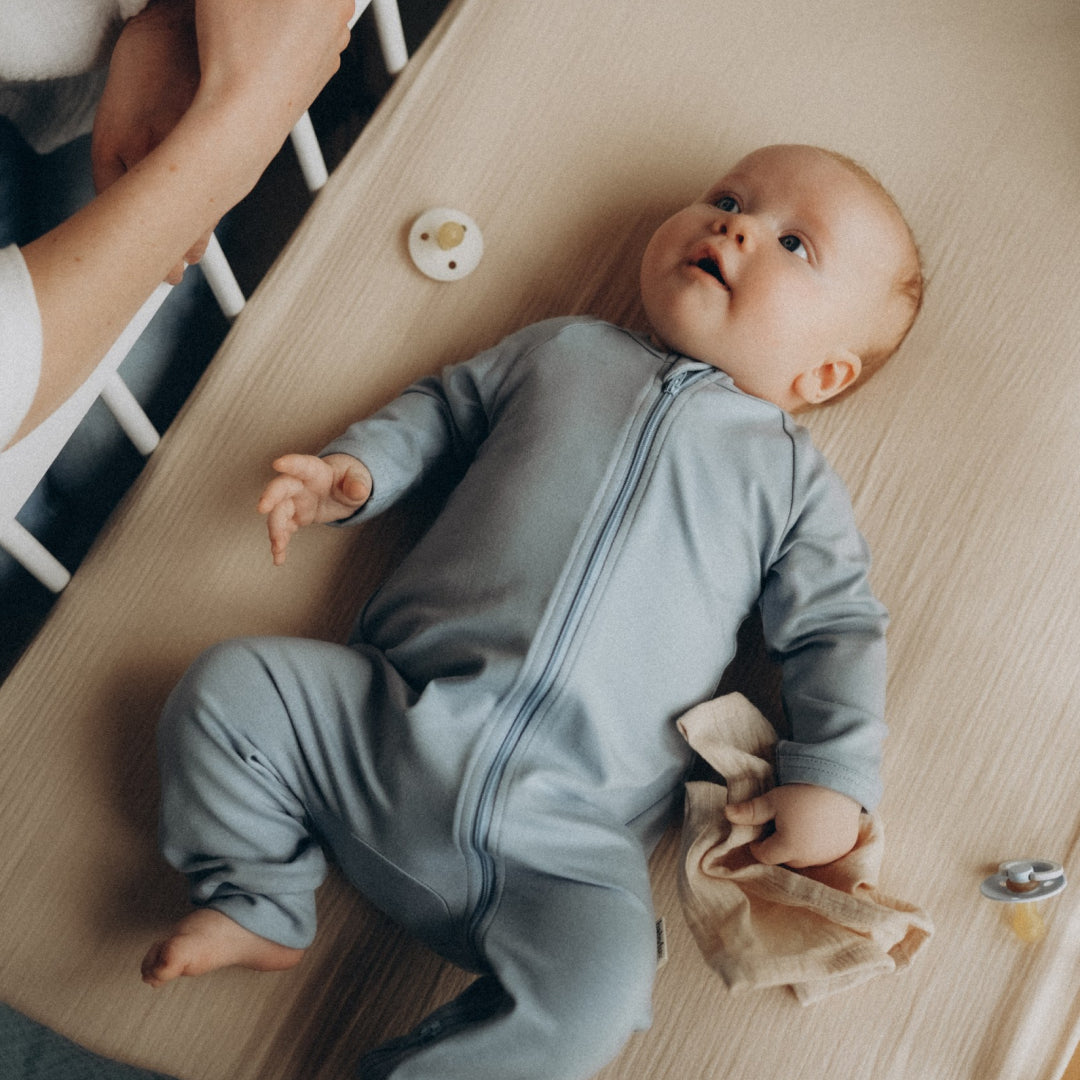 Babyluv Studio "Everyday Sleeper" sleepwear, bodysuit, tudukombe, kombe, jumpsuit, sleepsuit, blue