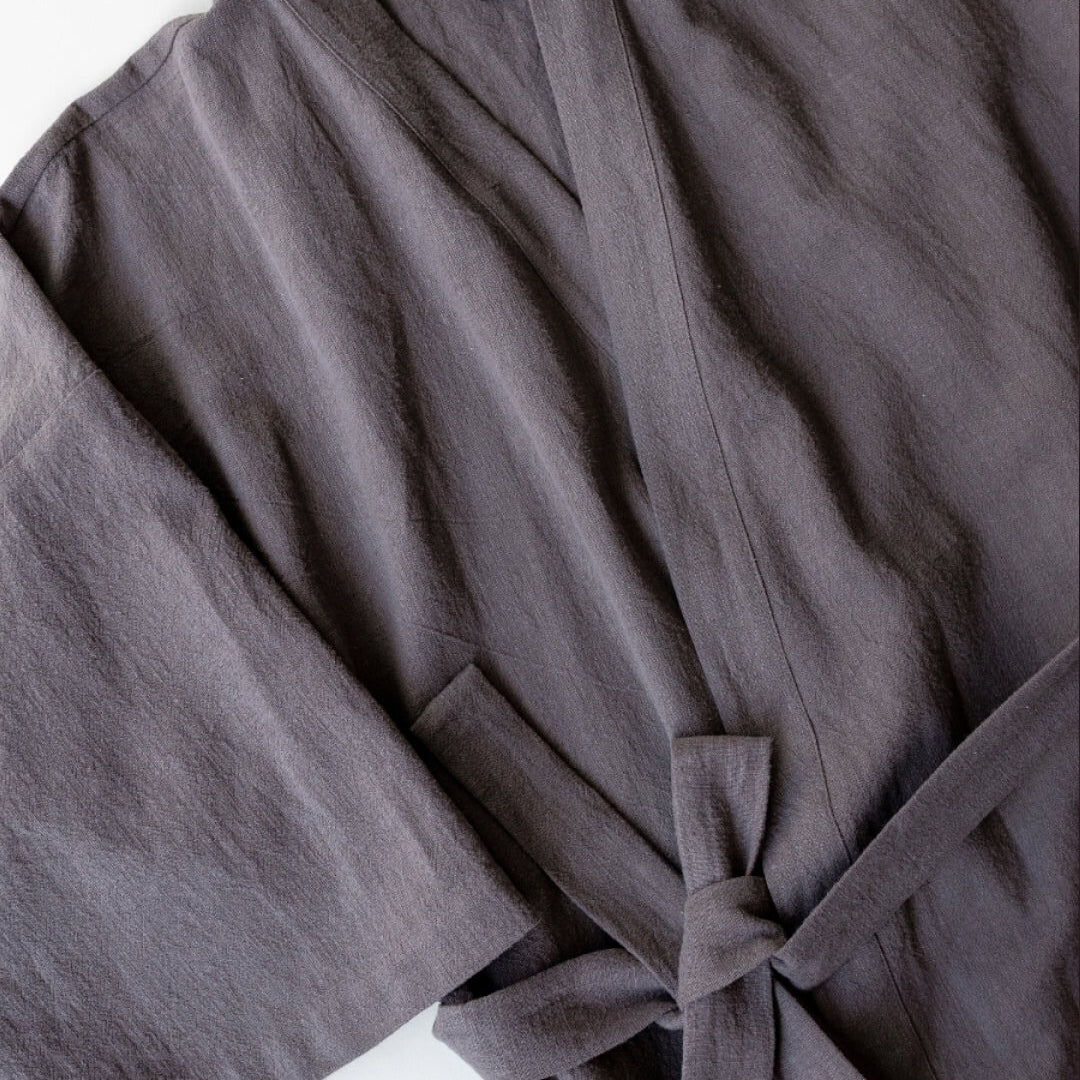 Haruu linen bathrobe, Haruu linane hommikumantel, smoky brown