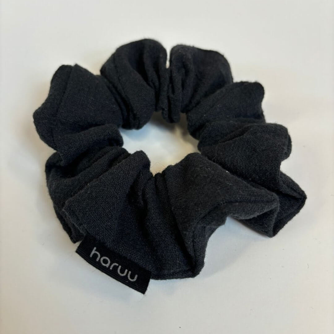 Haruu linen scrunchie, Haruu linane patsikumm, black, must