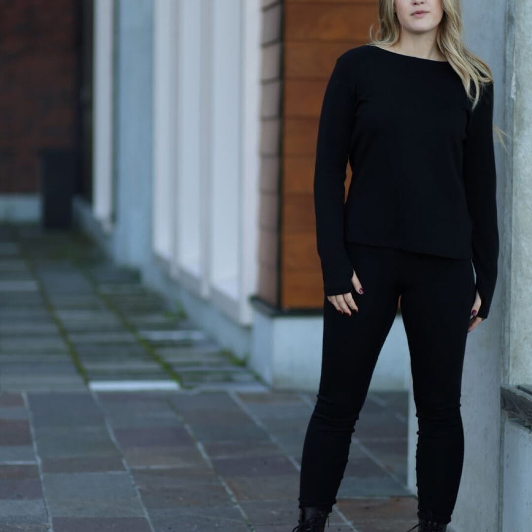 Haruu merino wool leggings, pullover, shirt black, Haruu meriinovillane naiste pluus, pullover ja retuusid, must, all-groups