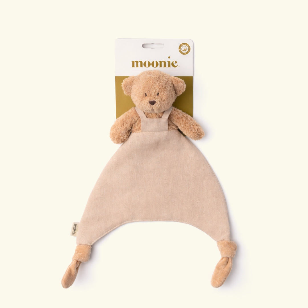 Moonie Doudou Bear, comfort blanket, security blanket, cuddle cloth, Moonie kaisutekk kaisulapp Karu, Cappuccino