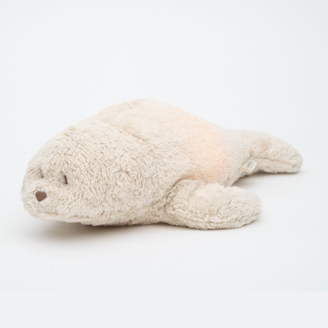 Moonie Organic humming seal with a night lamp, Moonie organic kaisuhüljes uneabiline öölambiga, white noise, roosa müra, valge müra masin, Sand