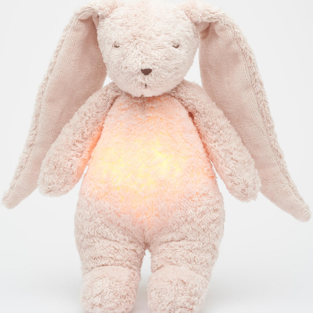 Moonie organic humming bunny with night lamp and cry sensor, Moonie organic kaisujänes öölambi ja nutusensoriga