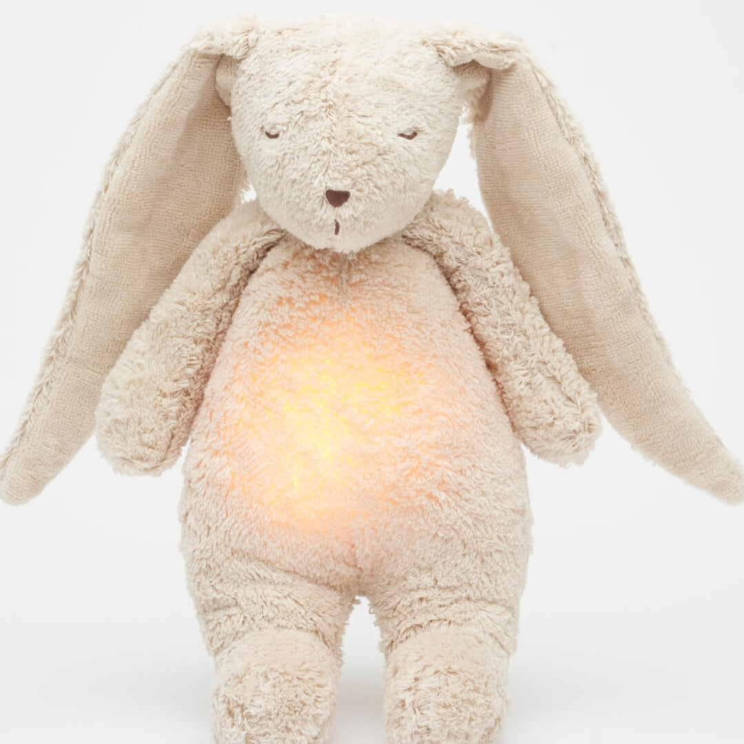Moonie organic humming bunny with night lamp and cry sensor, Moonie organic kaisujänes öölambi ja nutusensoriga