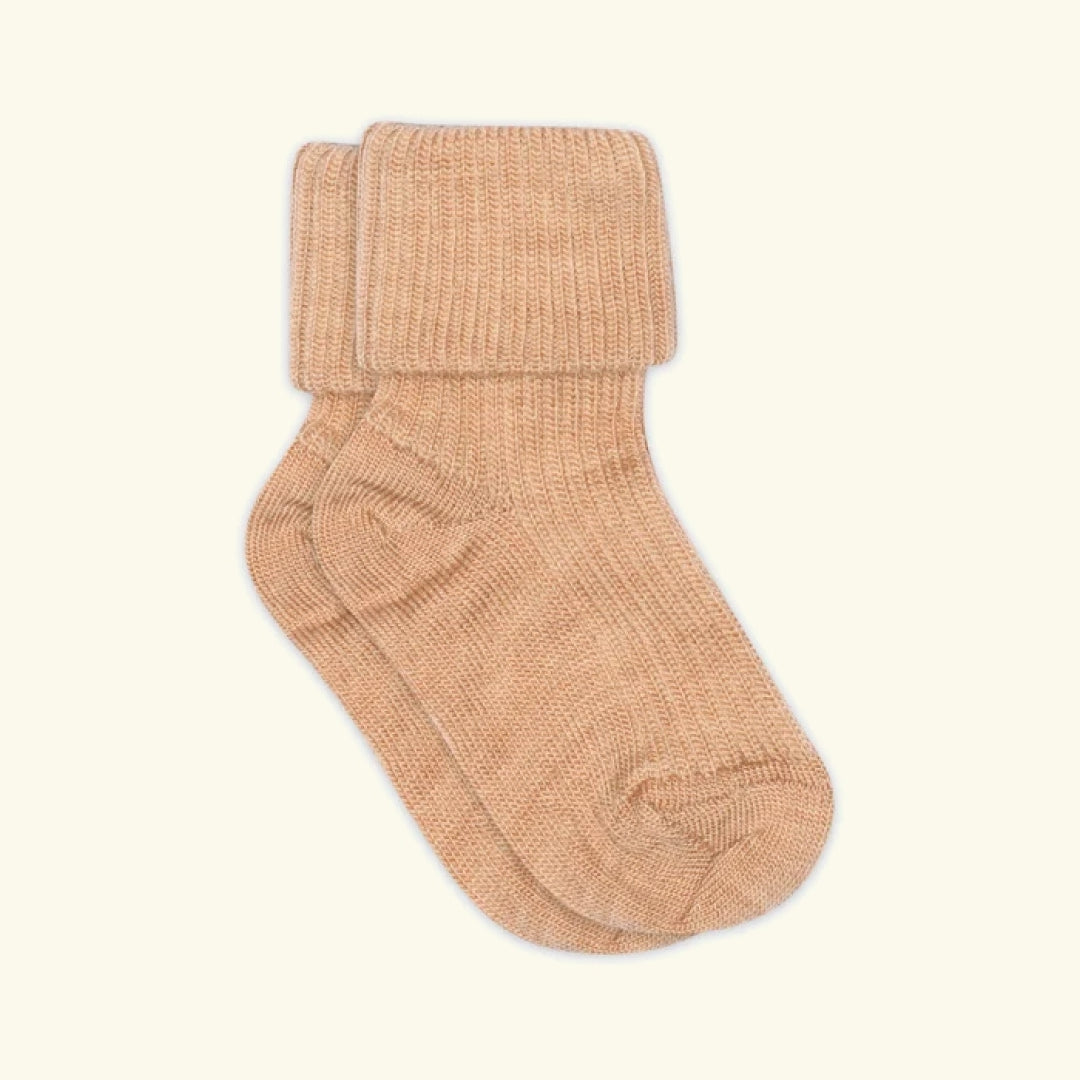 mpDenmark Wool Rib Baby Socks, meriinosokid, meriinovillased sokid, meriinovillasokid, Camel Melange