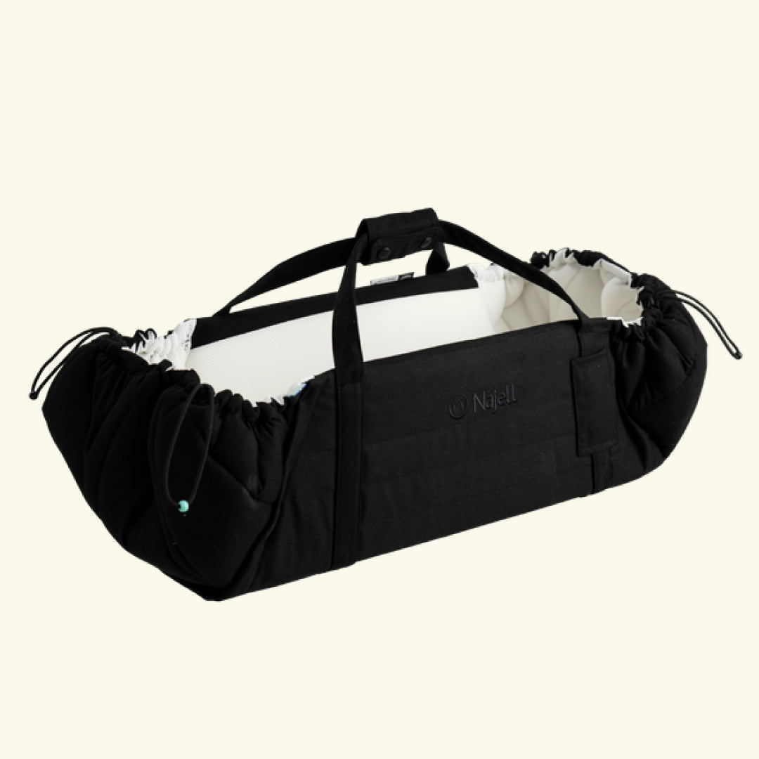 Najell Babynest SleepCarrier X - Oat Beige, Najell SleepCarrier X beebipesa, Matte black
