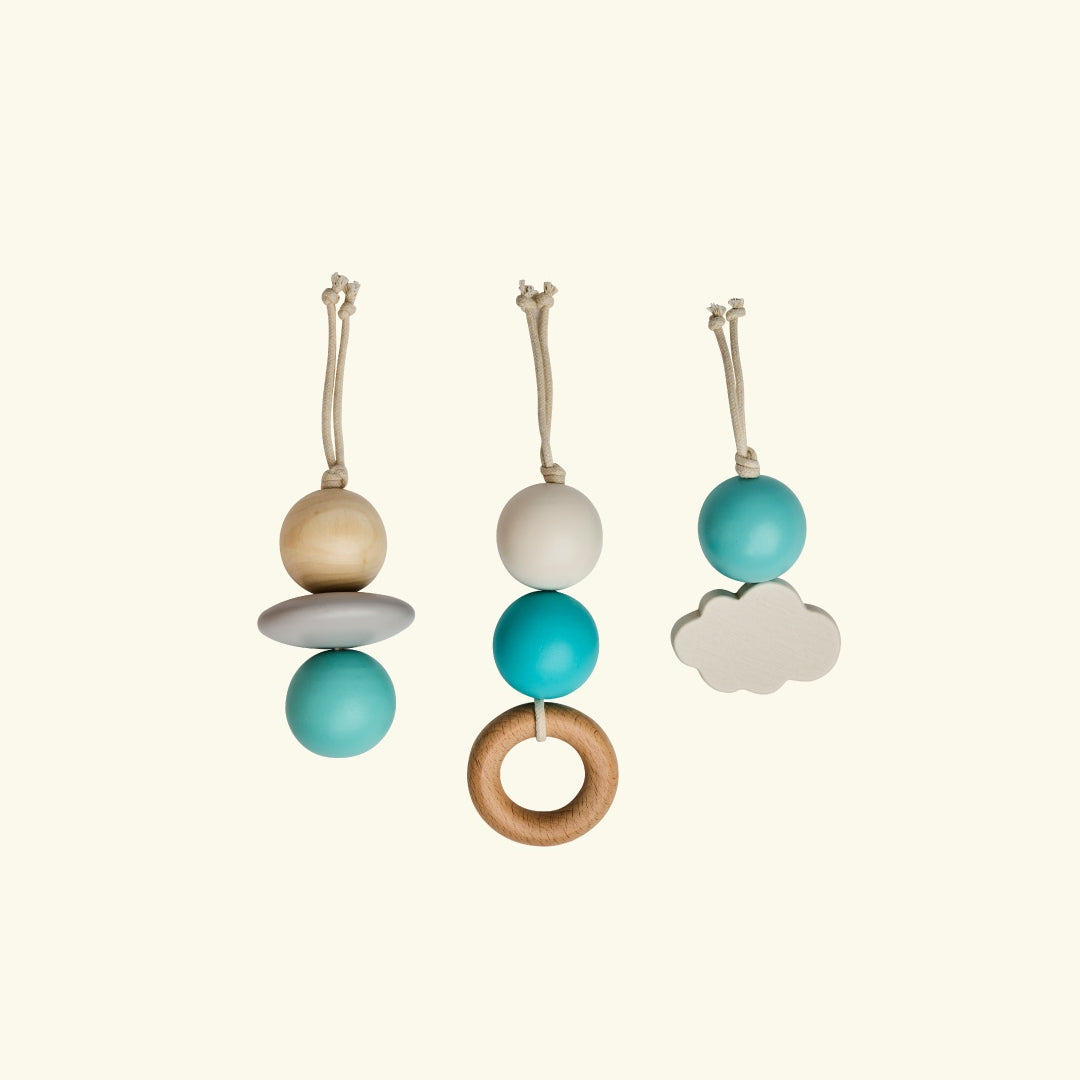 Najell Wooden Toys for Wooden Baby Gum Arch, Najell puidust mänguasjad mängukaarele, Soft Turquoise