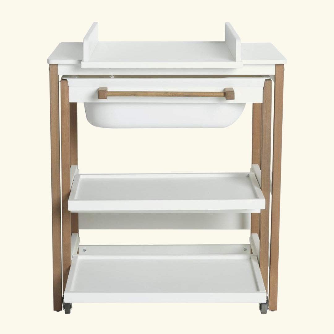 Quax changing table with bath Smart White Natural, Quax mähkimislaud vanniga, mähkimiskummut vanniga Smart, White / Natural