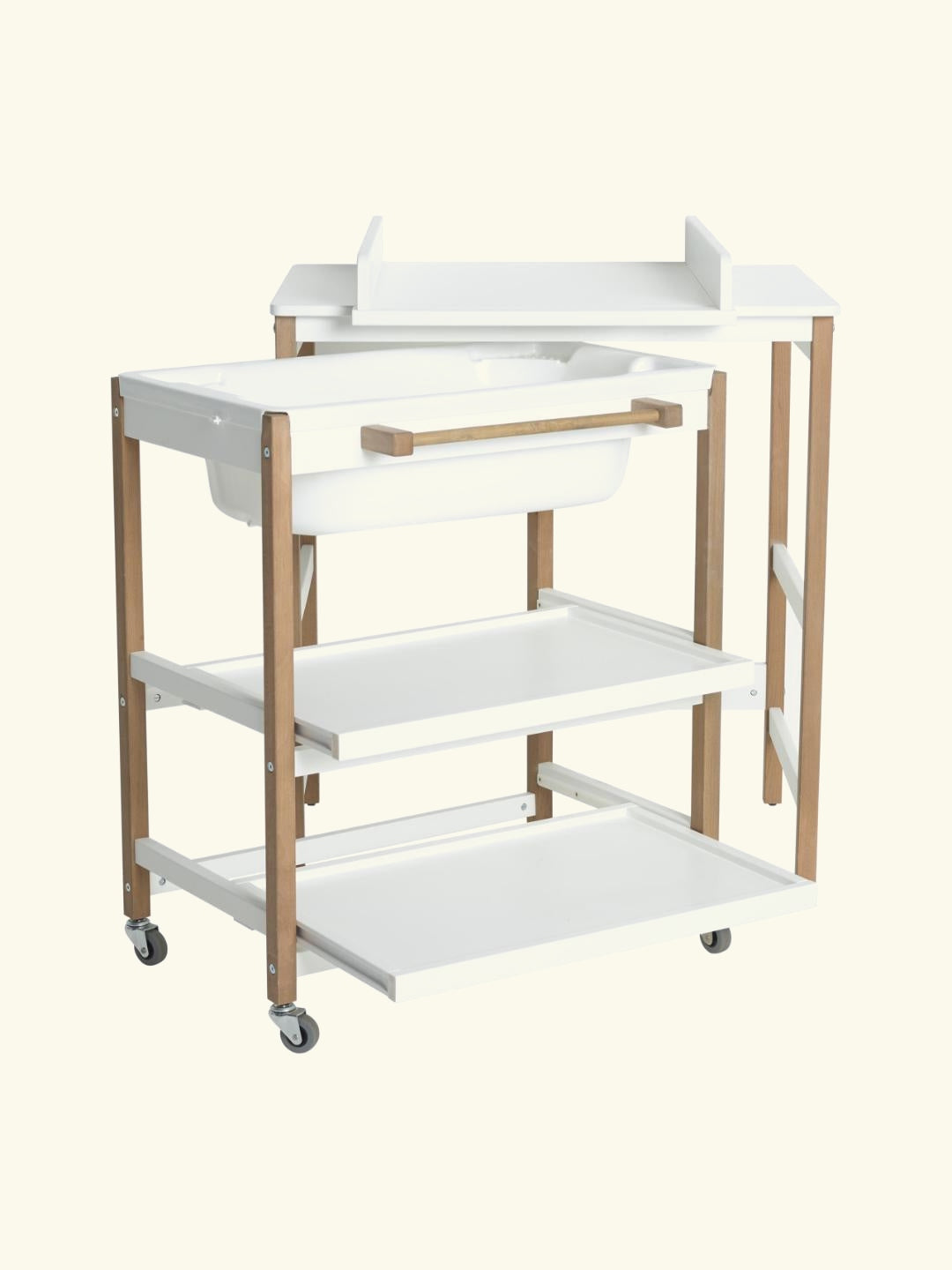 Quax changing table with bath Smart White Natural, Quax mähkimislaud vanniga, mähkimiskummut vanniga Smart, White / Natural, all-groups