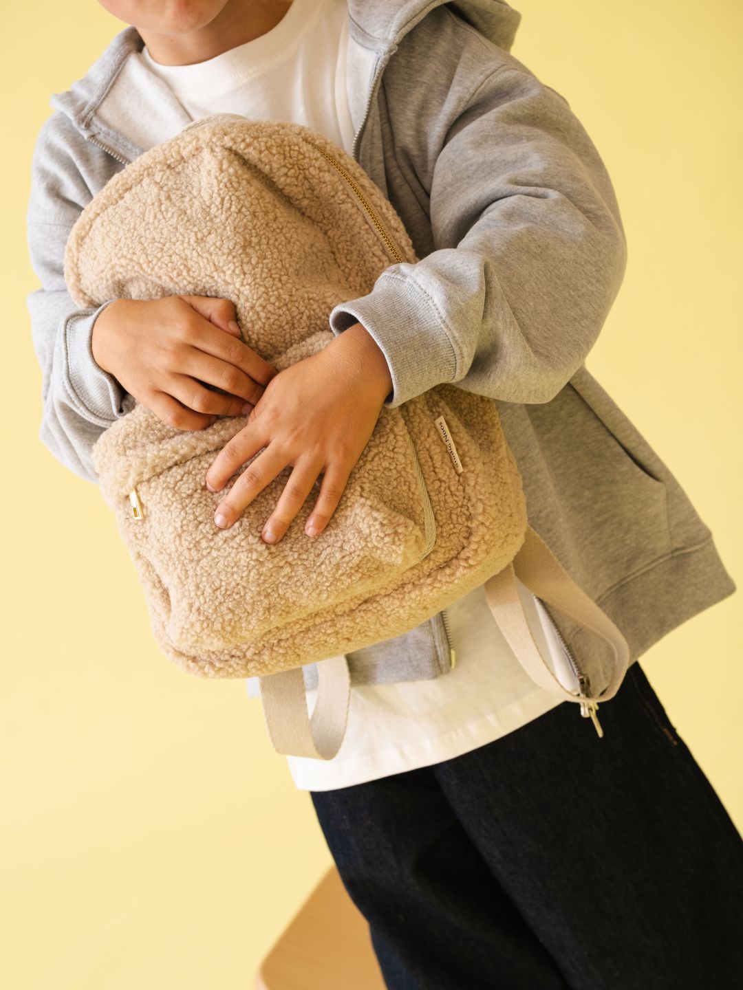 Studio Noos personalized midi backpack with front pocket Ecru, Studio Noos nimeline seljakott esitaskuga Ecru, all-groups