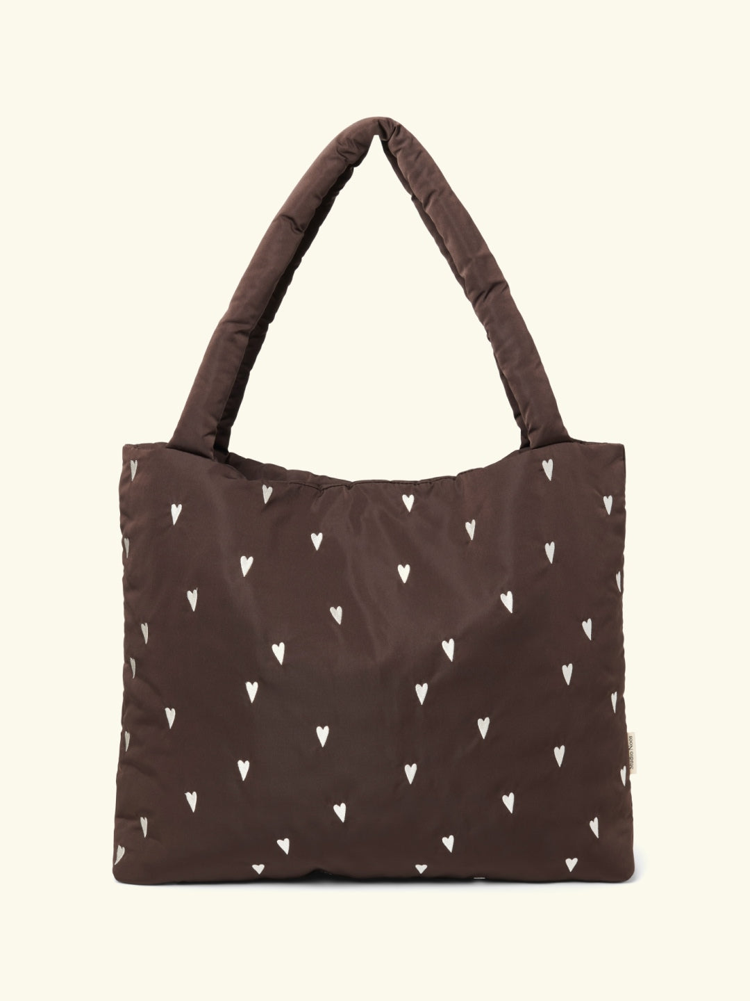 Studio Noos Puffy mom-bag brown with hearts, Studio Noos mom-bag pruun südametega