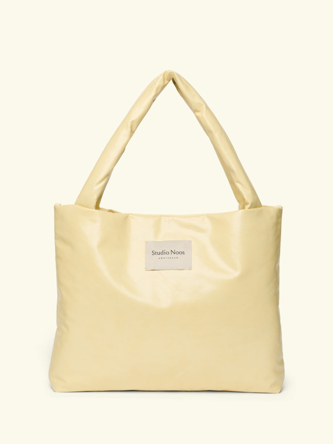 Studio Noos vegan leather mom bag, Studio Noos vegannahast mom bag, suur kott emale, butter yellow