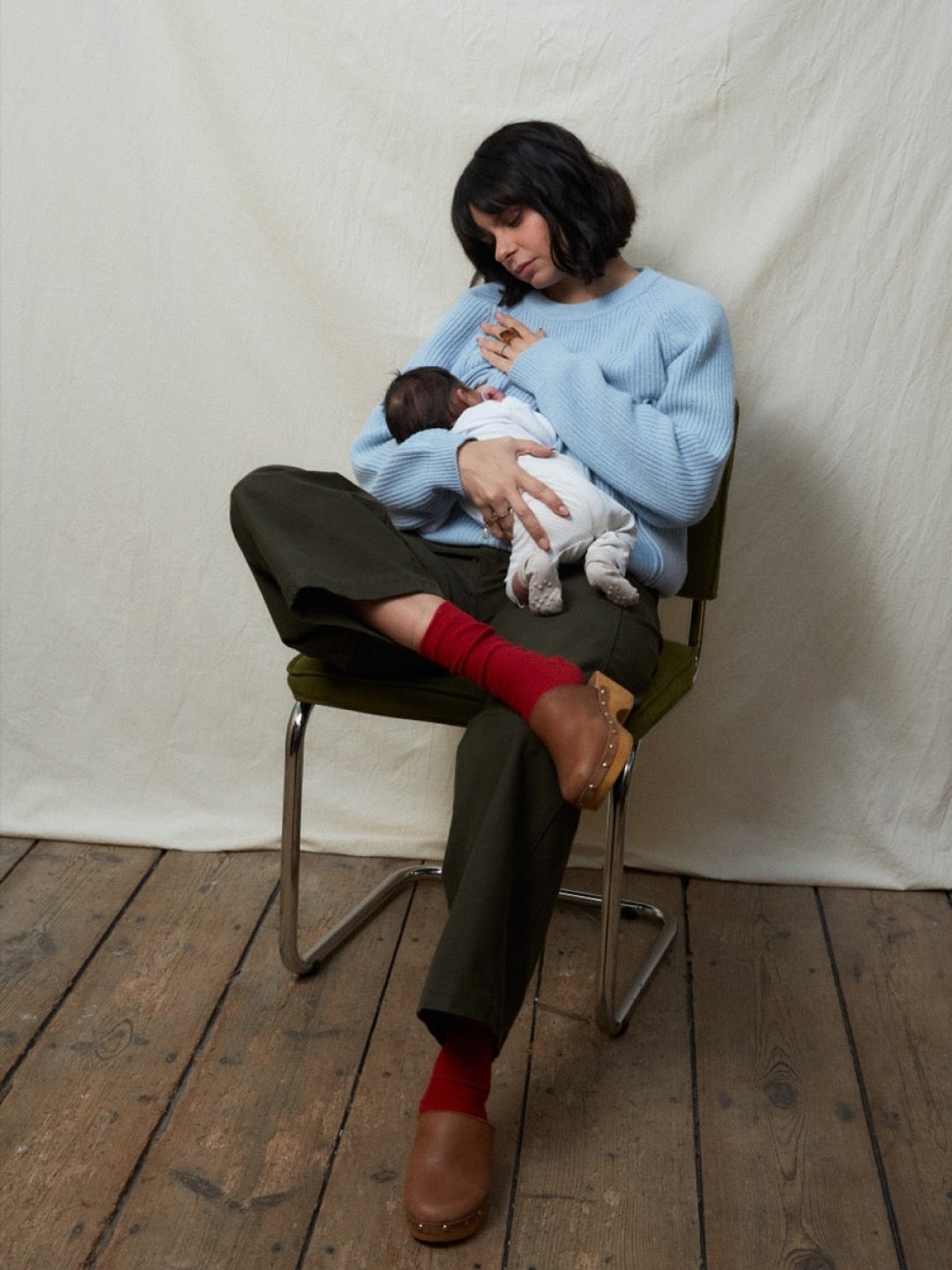 Tajinebanane pull up knitted breastfeeding sweater, Tajinebanane kootud imetamiskampsun helesinine