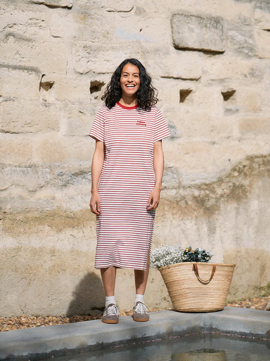 Tajinebanane t-shirt dress, red striped, Tajinebanane imetamise t-särkkleit