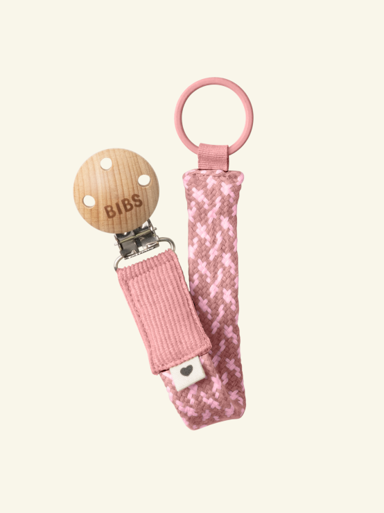 BIBS Pacifier Clip, BIBS lutiklamber, lutikett, roosa dusty pink