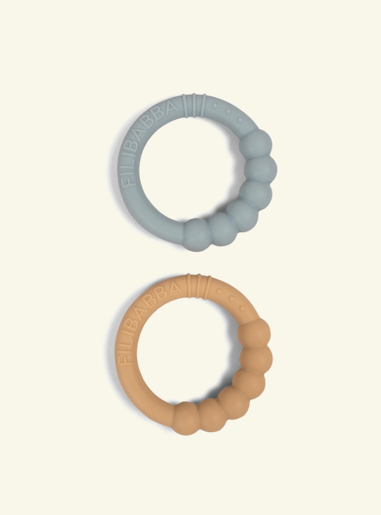 Filibabba Teether rings 2-pack Green, Filibabba närimisrõngad 2-pakk roheline