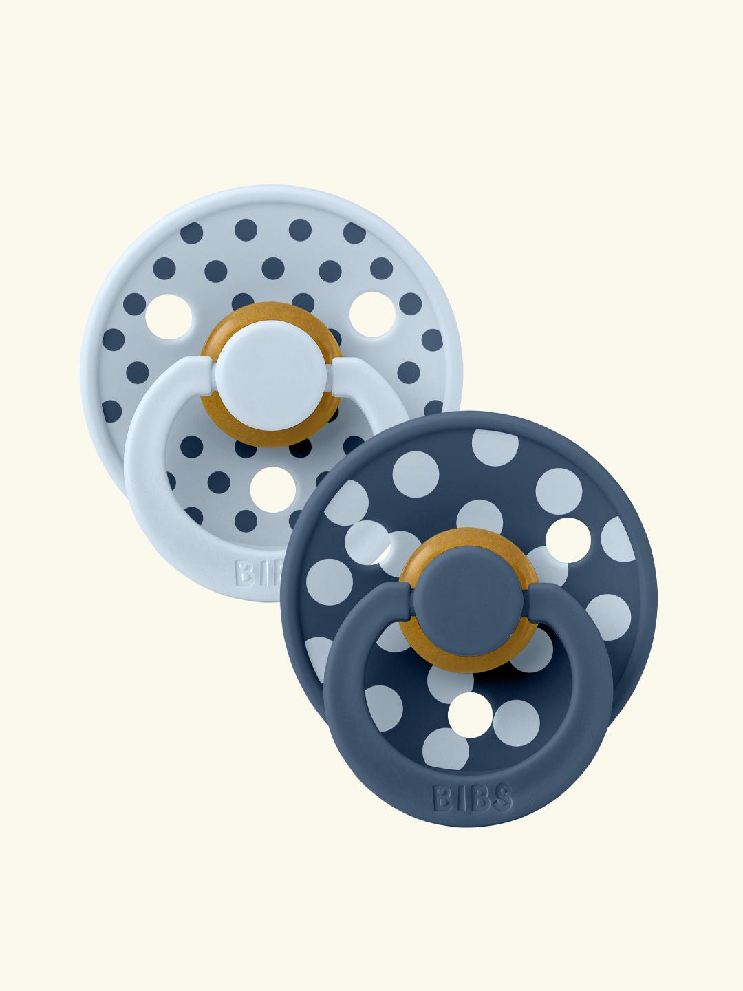 BIBS Studio Collection Colour Roudn Pacifiers Polka Dot, BIBS Studio Polka Dot kollektsioon, kirsikujulised lutid, steel blue baby blue