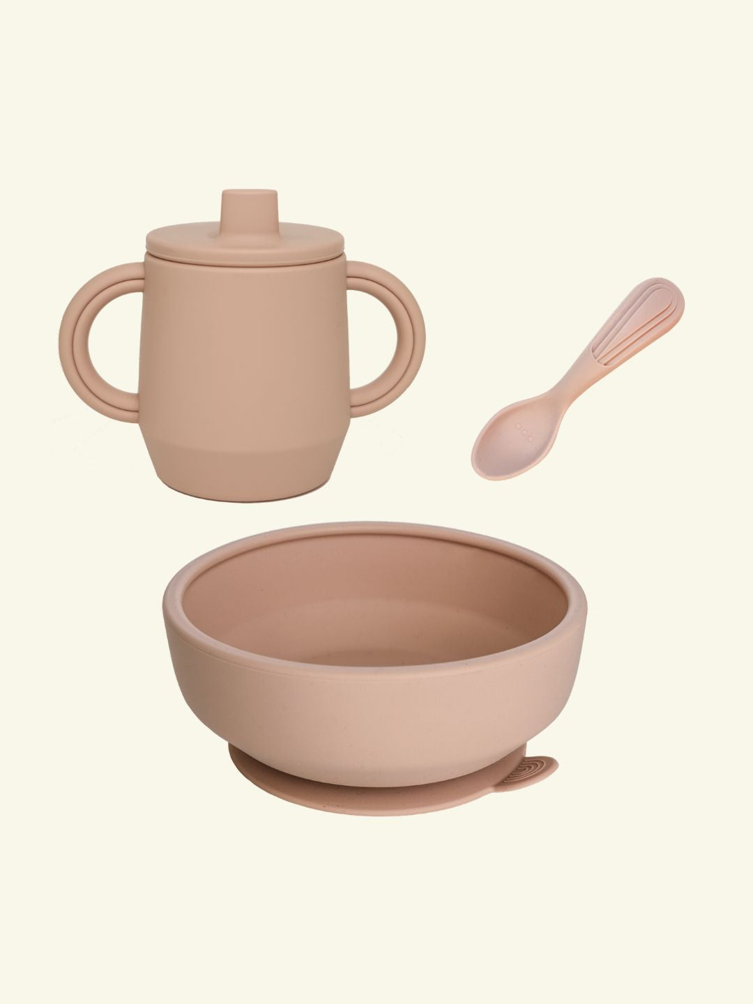 Atelier Keen Silicone Tableware Starter Set for Babies, Atelier Keen silikoonist sööginõude stardikomplekt beebile, Nude