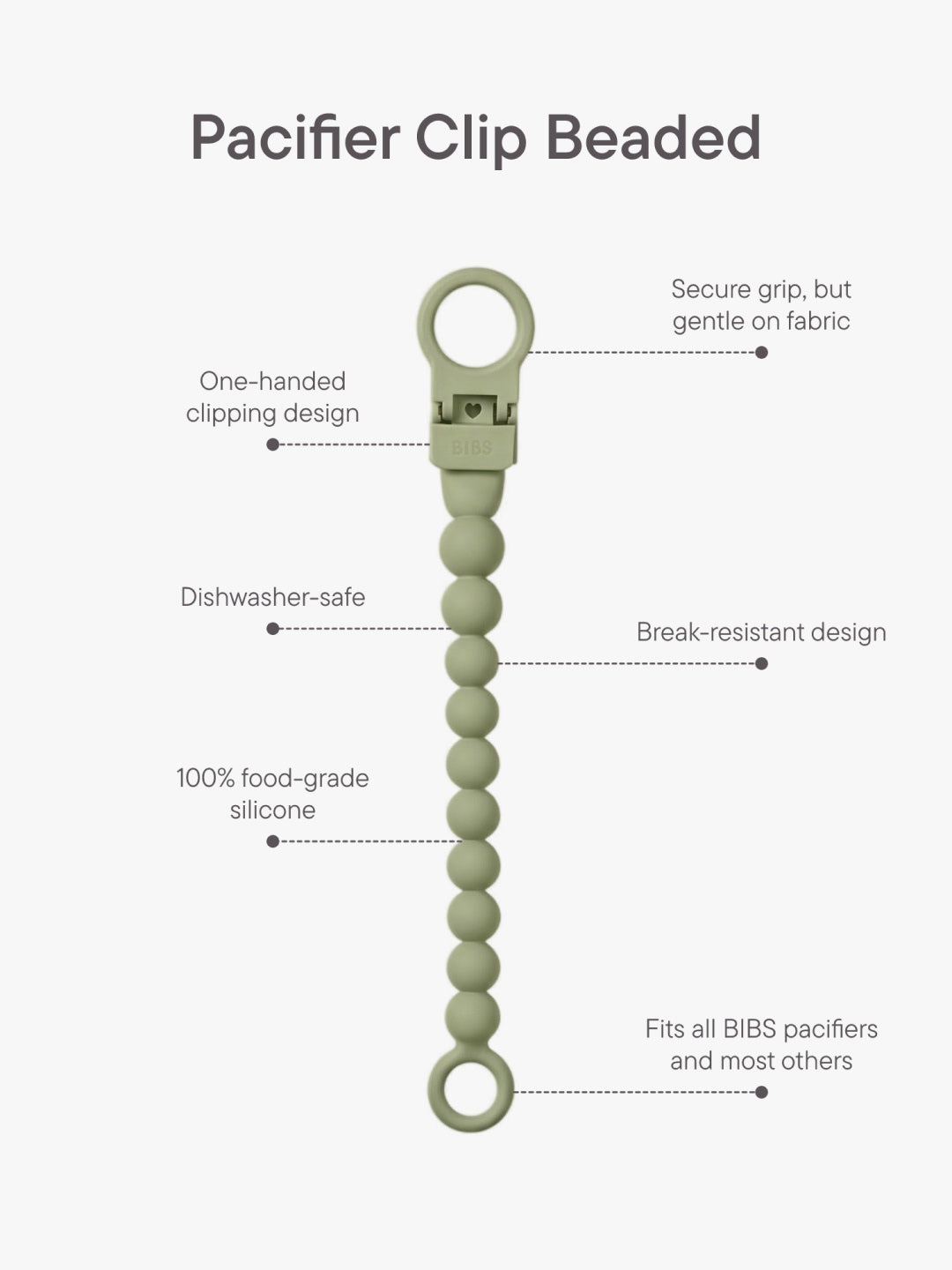 BIBS pacifier clip beaded, BIBS lutikett helmestega, pärlitega, all-groups