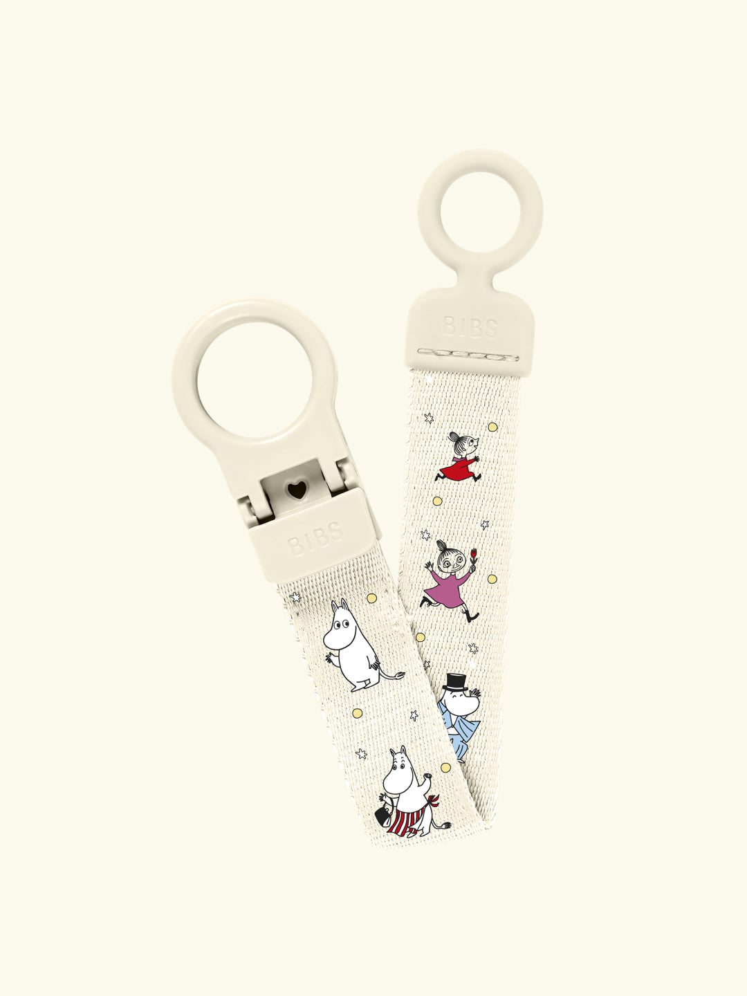 BIBS x MOOMIN pacifier loop clip, BIBS X MUUMI kollektsioon lutikett, Ivory