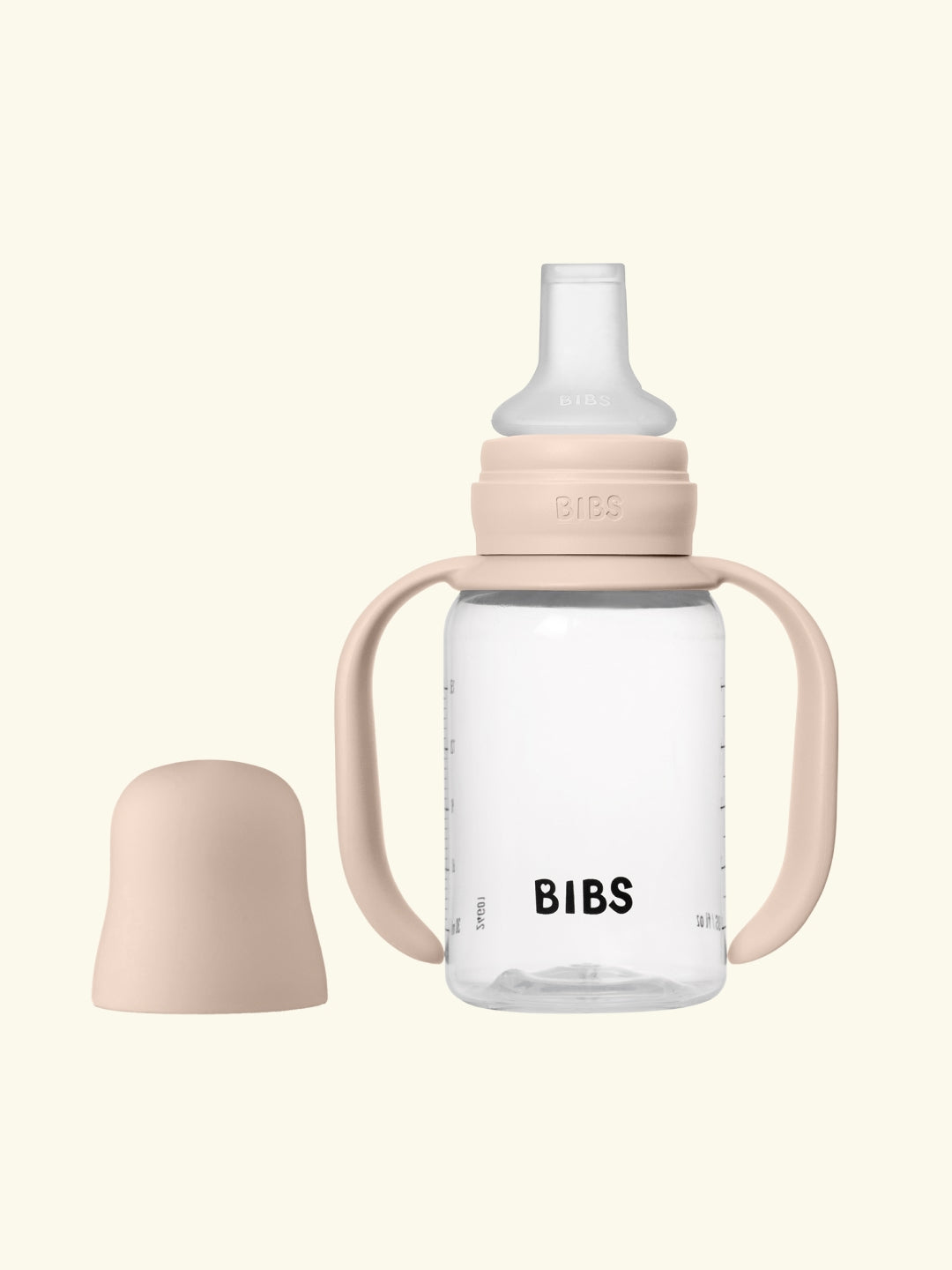 BIBS baby sippy bottle with silicone spout, BIBS tilaga joogipudel silikoonist otsaga, blush roosa
