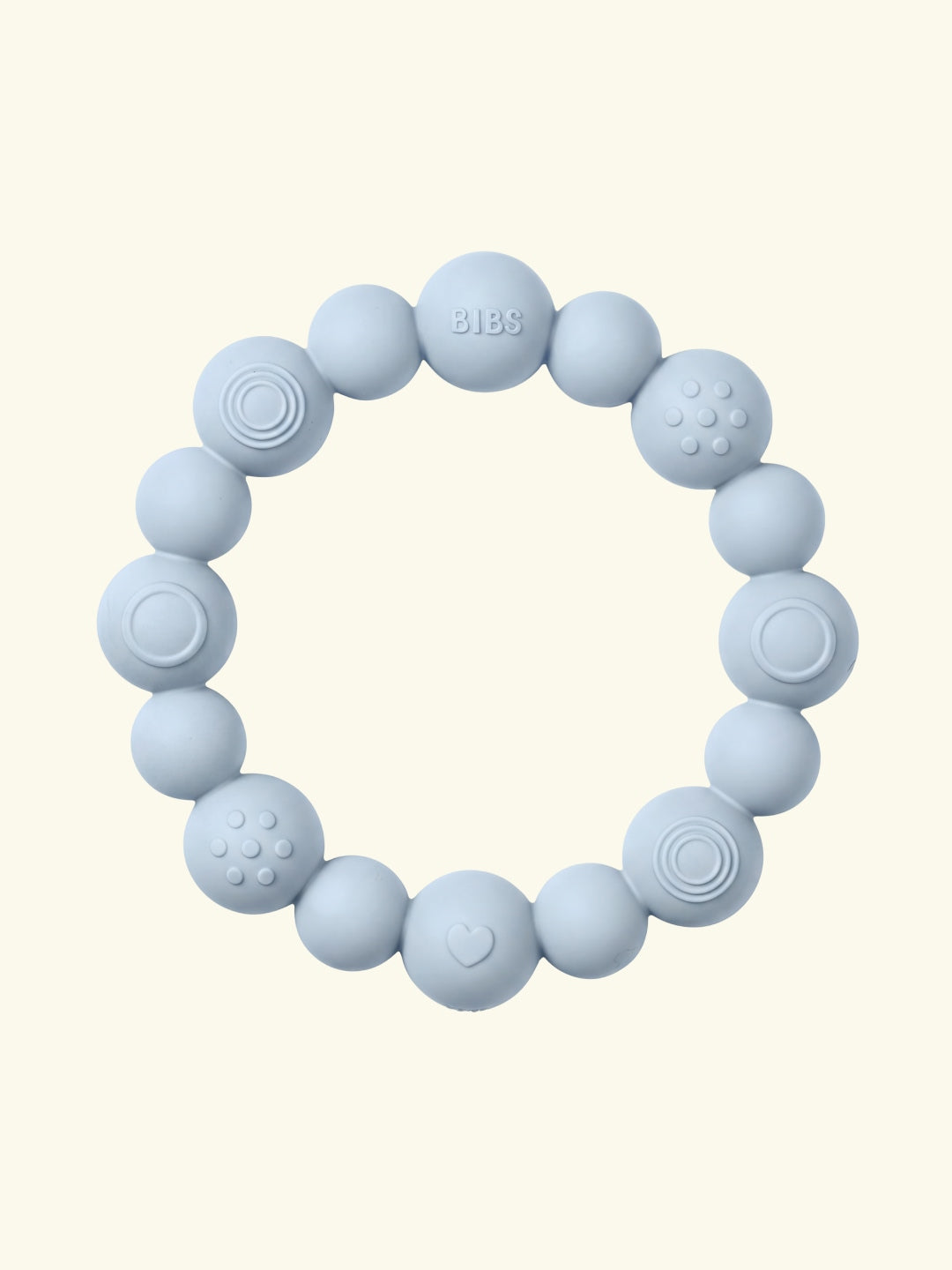 BIBS teething ring beaded, BIBS närimisrõngas närimislelu helmestega, pärlitega, baby blue