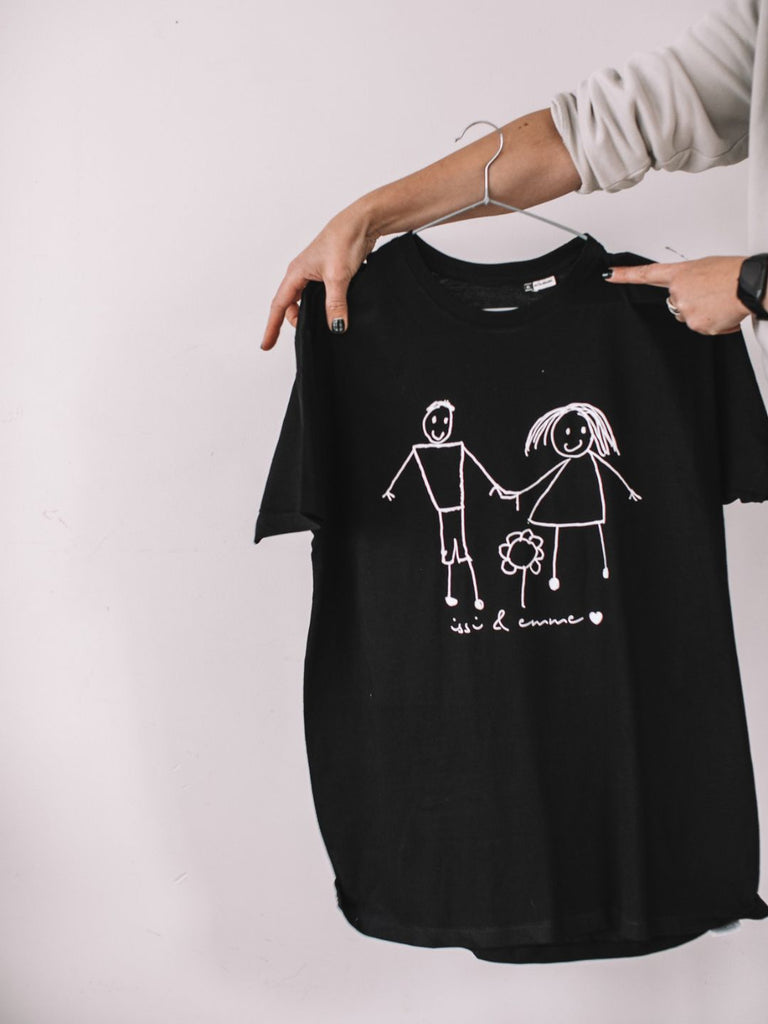 Black Giraffe Father's Day T-shirt with your child's drawing, lapse joonistusega t-särk isadepäevaks