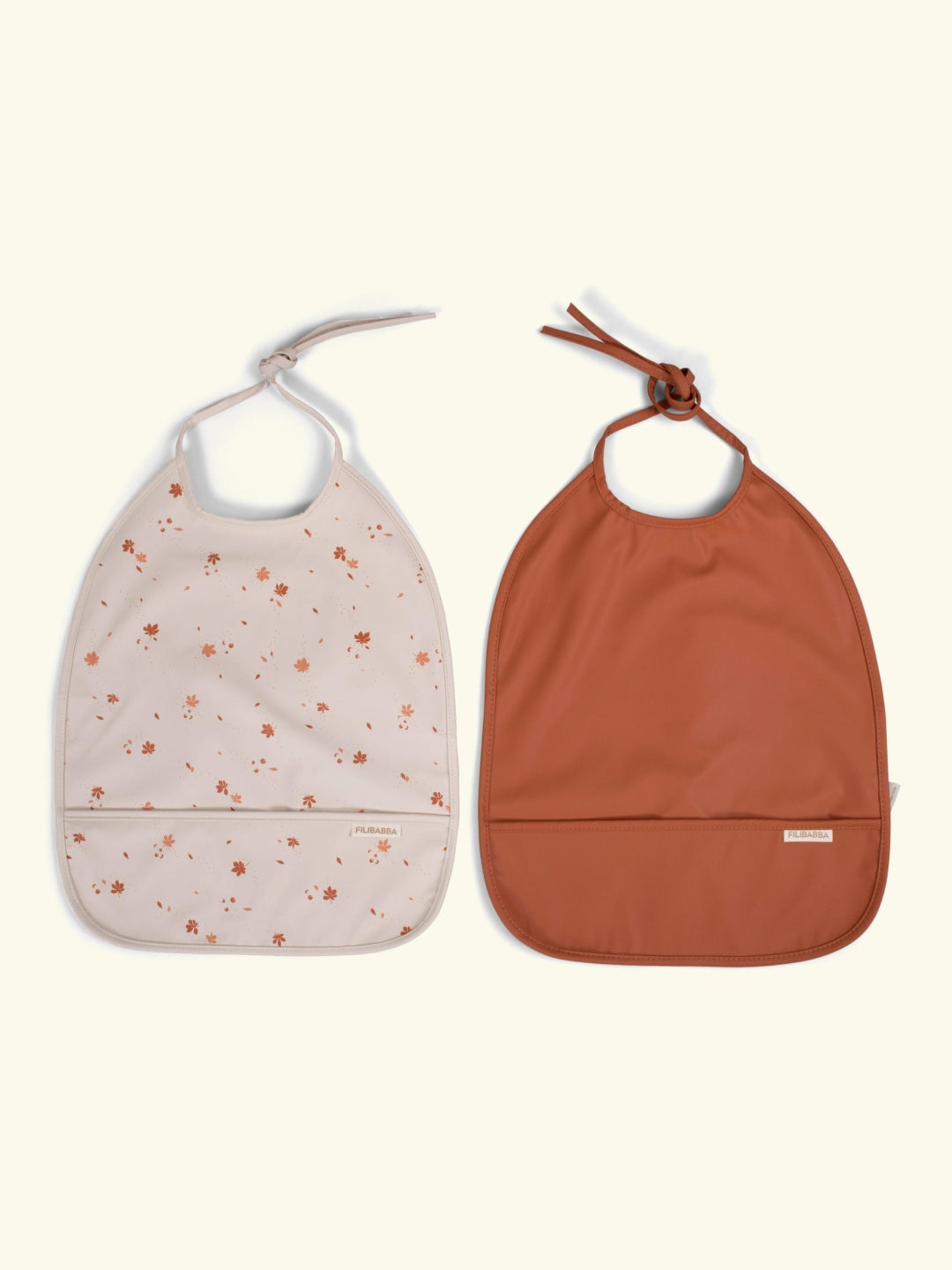 Filibabba bib with ties 2-pack chestnuts, Filibabba pidupõll paeltega 2-pakk, Chestnuts