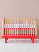 Karl & Fric Nox Cot - Natural Wood & Red, Karl & Fric Nox beebivoodi, võrevoodi, beebi võrevoodi