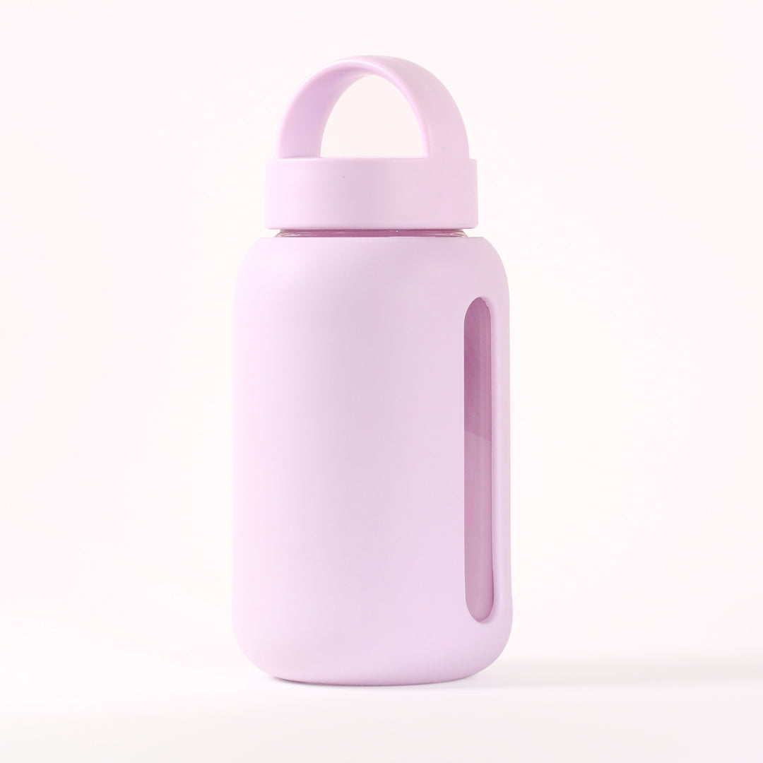 Bink mini bottle, Bink mama pudel, kõrrega joogipudel, klaasist veepudel, lilac