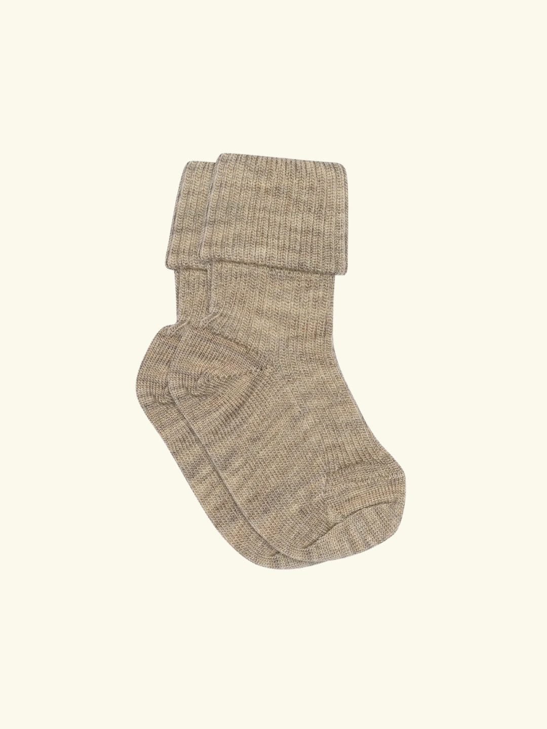 mpDenmark Wool Rib Baby Socks, meriinosokid, meriinovillased sokid, meriinovillasokid, Light Brown Melange