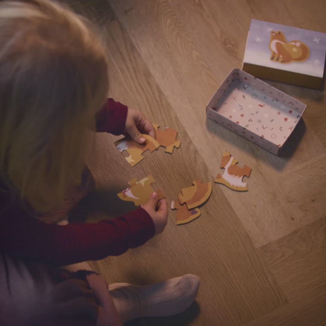 Filibabba set of 4 puzzles, wonderful winter, forest friends, Filibabba 4 pusle komplekt, imeline talv, metsaloomad, video