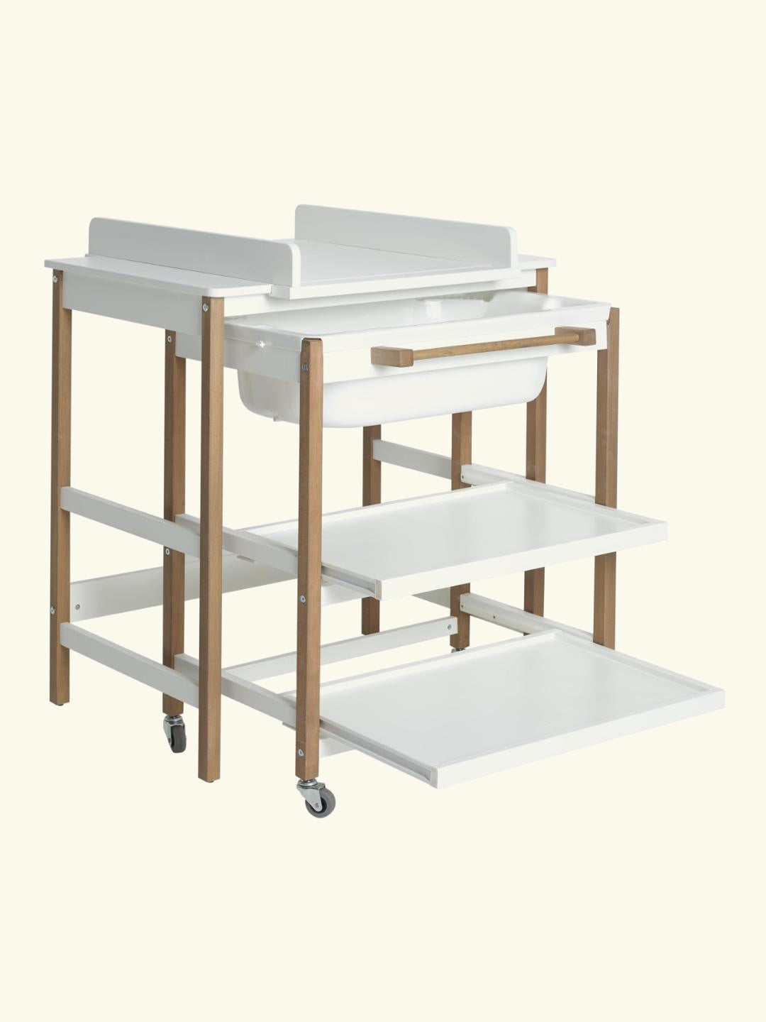 Quax changing table with bath Smart White Natural, Quax mähkimislaud vanniga, mähkimiskummut vanniga Smart, White / Natural, all-groups
