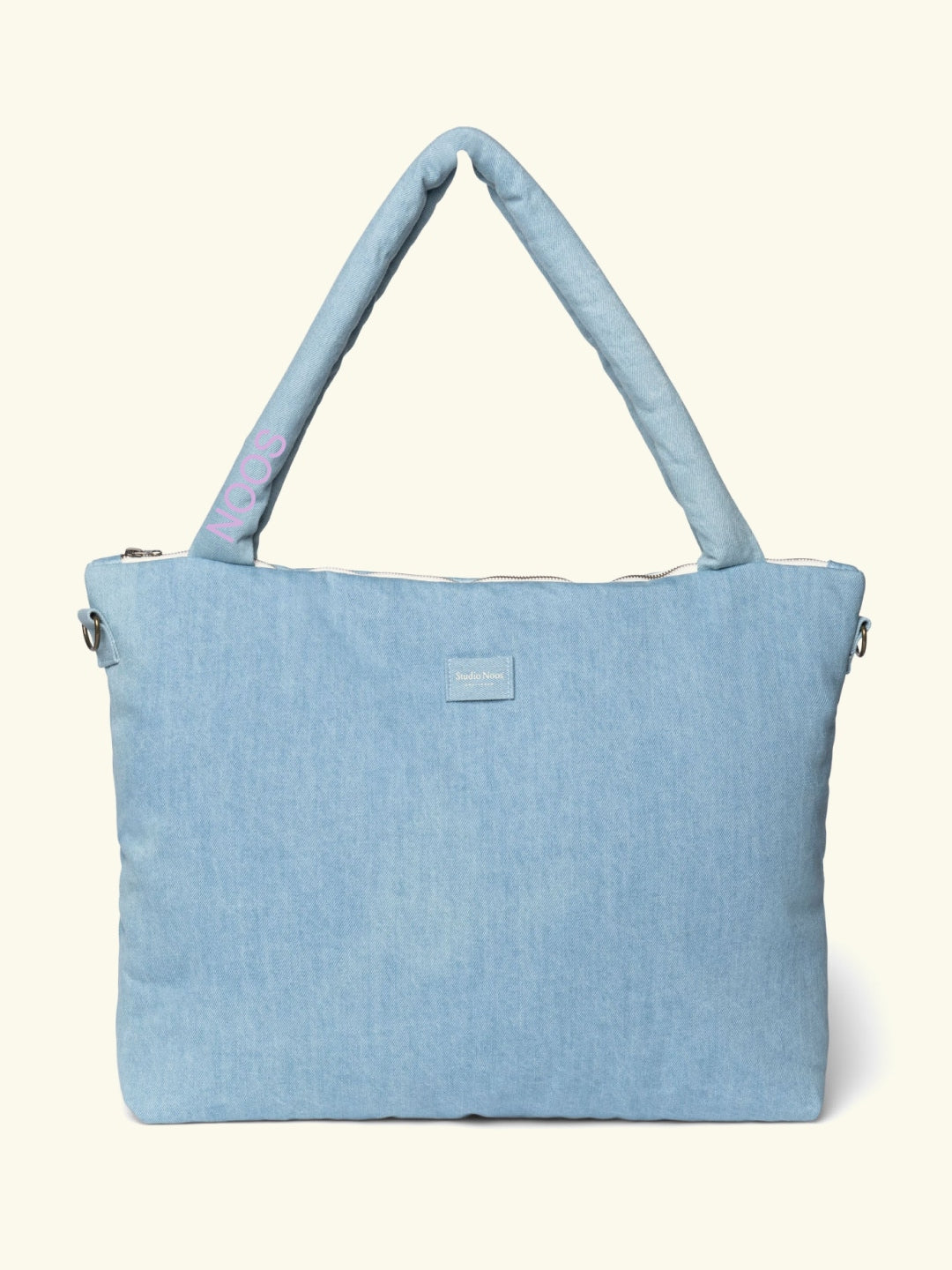 Studio Noos personalized diaper bag denim, personaliseeritud mähkmekott Denim, lilac