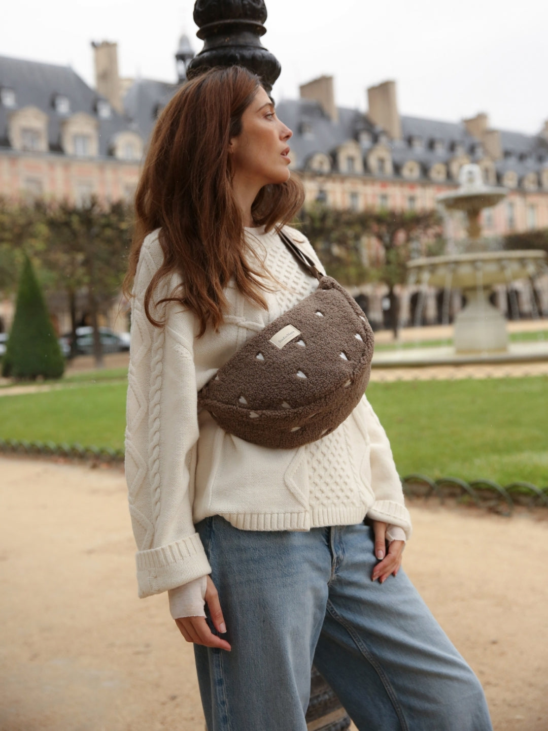 Studio Noos fanny pack brown with hearts, Studio Noos südametega kõhukott pruun