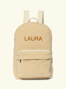 Studio Noos personalized midi backpack with front pocket Ecru, Studio Noos nimeline seljakott esitaskuga Ecru