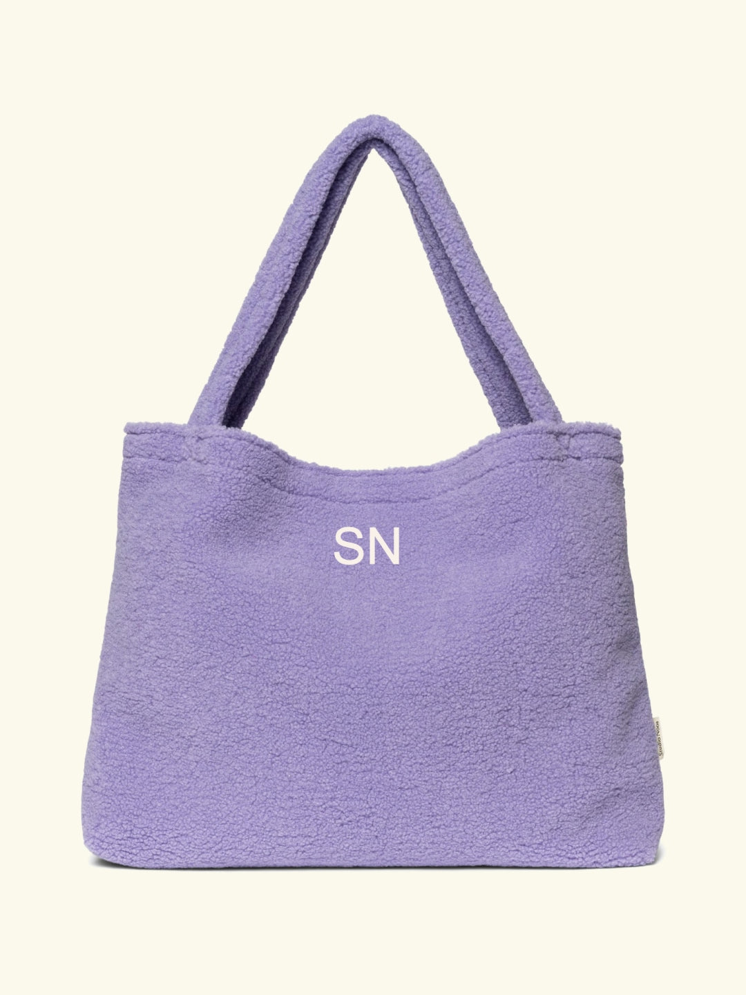 Studio Noos personalized mom bag lilac, Studio Noos personaliseeritud mom-bag lilla, suur nimeline kott emale, off-white embroidery