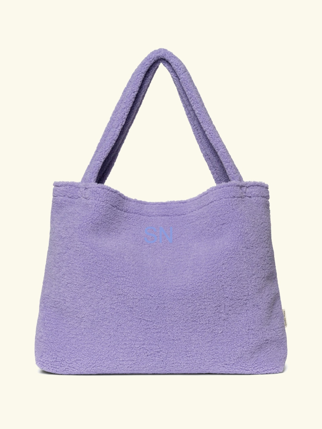 Studio Noos personalized mom bag lilac, Studio Noos personaliseeritud mom-bag lilla, suur nimeline kott emale, light blue embroidery